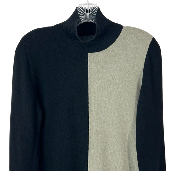Les Copains Virgin Wool & Cashmere Color Block Mock Neck Sweater sz 42 or Small - Picture 2 of 6